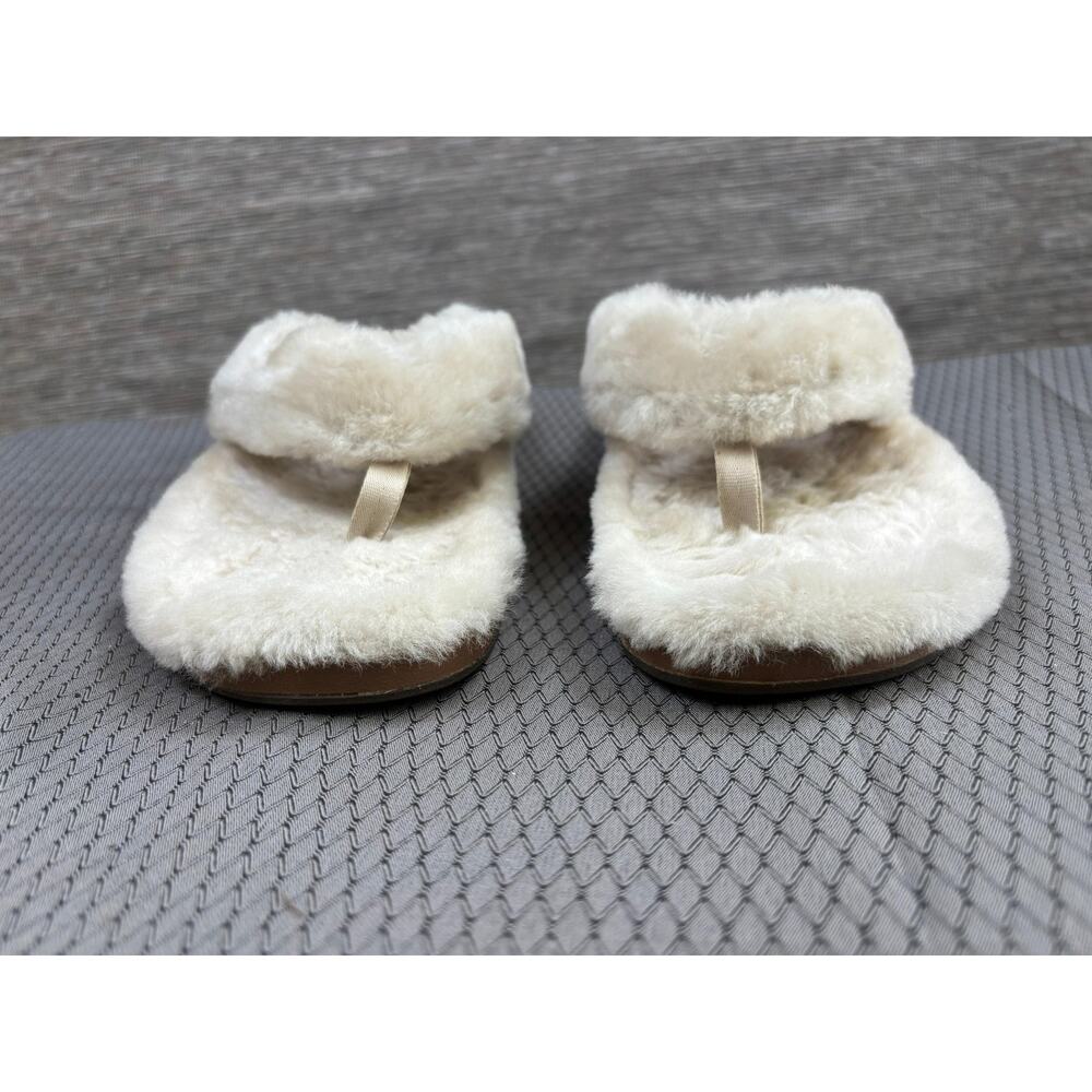 OluKai Slippers Shoes Womens Size 8 White Fuzzy Thong Faux Fur Lined Cozy - Picture 5 of 8